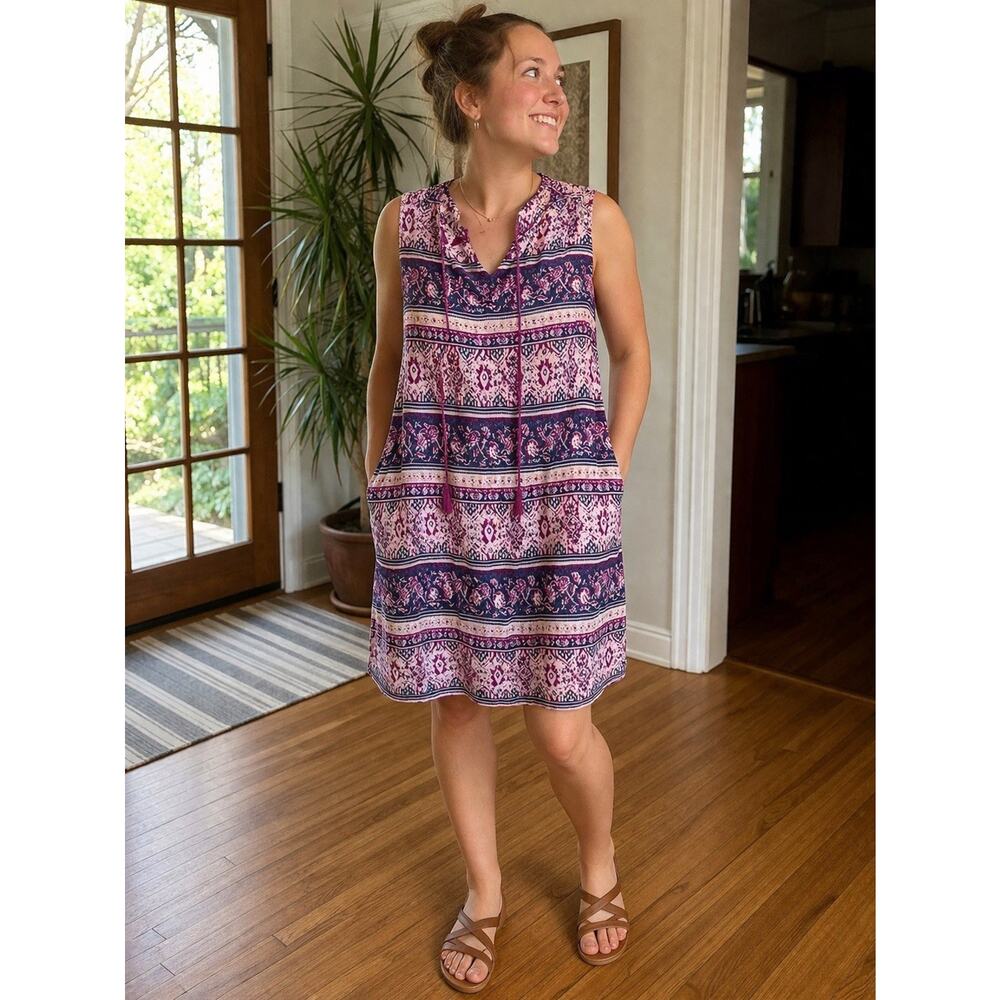 Beach Lunch Lounge Boho Purple Shift Dress Swimsuit Cover Beach Size Medium